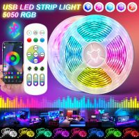 ไฟแถบ LED USB ไฟ LED RGD ไดโอดเทปrgb นีออน5050บลูทูธยืดหยุ่นได้ไฟหลังทีวี Hiasan Kamar เล่นเกม