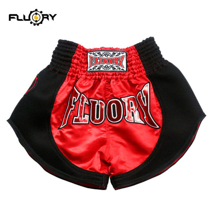 fluory-retro-embroidery-patches-shorts-100polyester-trainning-wear-pants-unisex-mma-boxing-trunks