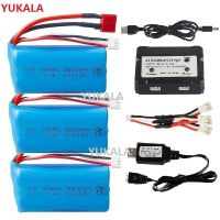 YUKALA 18650 7.4 V 3000 MAH Li-Ion 2S สำหรับ Wltoys 144001 10428 12428 12423ชิ้นส่วนรถยนต์ RC Q46/ที่ชาร์จ7.4 V 3000 MAH