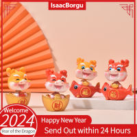 IsaacBorgu การ์ตูนปีนักษัตรมังกร2024 CNY,มาสคอทการ์ตูนสั่นหัวมินิเรซินมังกรจำลองของตกแต่งเดสก์ท็อปภายในบ้านความหมายเครื่องประดับรถยนต์ความโชคดี2024ของขวัญปีใหม่จีน