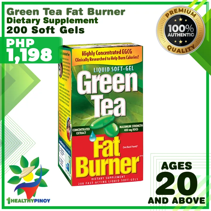 1HealthyPinoy Green Tea Fat Burner, 200 Liquid SoftGels, EXP FEBRUARY