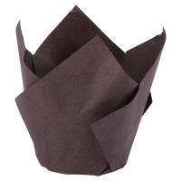 200Pcs Tulip Cupcake Baking Cups, Muffin Baking Liners Holders, Rustic Cupcake Wrapper, Brown, White and Nature Color