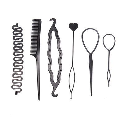 💖【Lowest price】MH 6ชิ้น เซ็ตทรงผม braiding Tools Pull-Through hair Needle dispenser hair comb