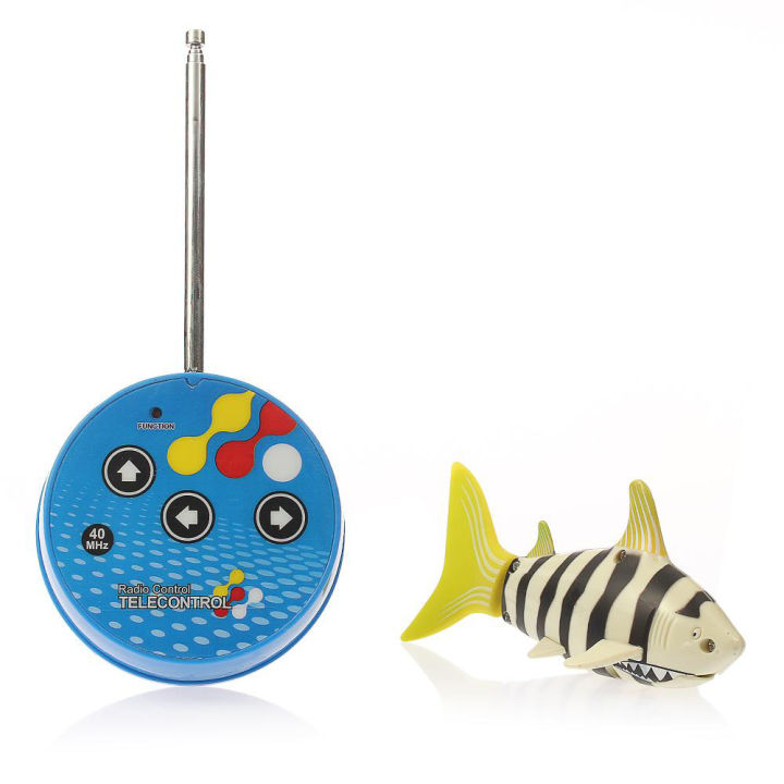 หุ่นยนต์ปลาบังคับวิทยุของเล่น-ปลาสีขาวพาดดำ-fish-radio-control-robot-fish-toy-fish-white-stripe-black