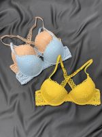 xixibeauty 3 Pcs Womens Soft Solid Skin Friendly Mesh Hollow Bra, Comfortable Lace Criss Cross Pull Up Bra, Womens Lingerie &amp; Underwear