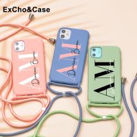 {Chaoke digital branch} เคสโทรศัพท์คาดลำตัวแบบเชือกชื่อกำหนดเองสำหรับ iPhone 11 12 Pro Max 7 8 Plus X XS XR SE ปลอกซิลิโคนน่ารักหรูหราผู้หญิง