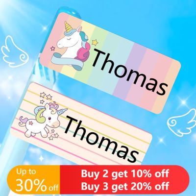 hot！【DT】✆℡  28x13mm Name Sticker Customize Stickers Personalized Labels Kids School Stationery Fruit Unicorn Tag