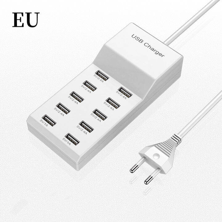 10พอร์ต50วัตต์10a-5โวลต์2-4a-usb-hub-ผนังไฟ-ac-ชาร์จแถบอะแดปเตอร์ท่องเที่ยวสหรัฐสหภาพยุโรปเสียบสำหรับ-ซัมซุง-xiaomi-ศัพท์มือถือ