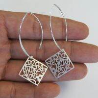 Earrings hanging square sterling silver beautiful gift สีเหลียมจตุรัสห้อยสวยงาม ห้อยตำหูเงินสเตอรลิงซิลเวอรใช้สวยของฝากที่มีคุณค่า ฺชาวต่างชาติชอบมาก