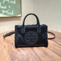 2023 new Tory Burch Ella Series Mini Patent Leather Fleece Pittote Bag Tote Single Shoulder Bag Crossbody Bag