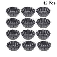 【hot】 12pcs non-stick tart pan Carbon egg Tart Pans Reusable mold flower cup cake Baking Cup Mold ！ 1