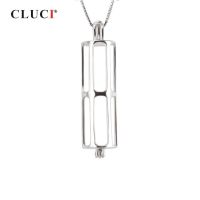 CLUCI 925 Sterling Silver Cylinder Cage Shape Pearl Locket Pendant  DIY Necklace Jewelry Findings Tube  Long Pendants SC262SB