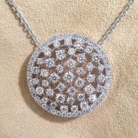 【CW】 Luxury Full Dazzling Crystal CZ Stone Round Shaped Pendant Necklace For Women Silver Color Wedding Accessories Trendy Jewelry