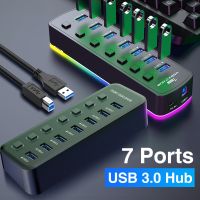 USB ฮับ3.0พอร์ต4พอร์ต7พอร์ต USB 3.0ข้อมูลพอร์ตอะแดปเตอร์5Gbps ความเร็วสูง Indivual เปิด/ปิดสวิทซ์แยกส่วนขยาย USB