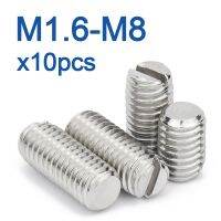 10pcs/lot Stainless steel slotted set screw with flat point  M1.6 M2 M2.5 M3 M4 M5 M6 M8 DIN551 Nails Screws Fasteners