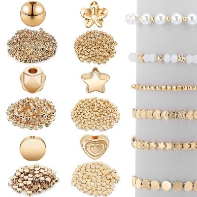 1200 Pieces Spacer Beads Set for Bracelet Earring Necklace Jewelry Making(6 Different Shapes)