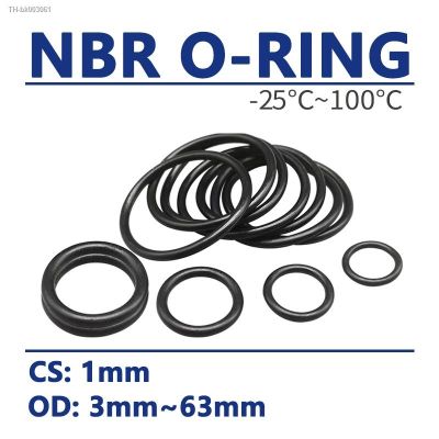 ♘✘ 50pcs Black NBR O Ring Seal Gasket Thickness CS 1mm OD 3mm-63mm Nitrile Butadiene Rubber Spacer Oil Resistant Washer Round Shape