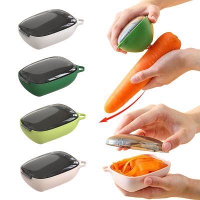 Kitchen Multi-purpose Peeler with Trash Can Fruit Peeler Knife Vegetable Fruit Melon Plane Potato Scraper Gadgets Accessories Graters  Peelers Slicers