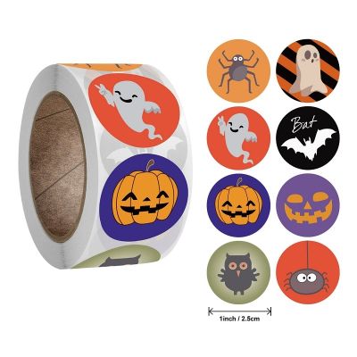 500Pcs Halloween Gift Stickers Pumpkin Labels Sealing Paper Packaging Sticker for Candy Bag Gift Box Halloween Gifts Decoration