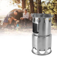 Wood Burning Camp Stove เตาสแตนเลสแบบพกพาสำหรับกิ่งไม้ใบลูกสน