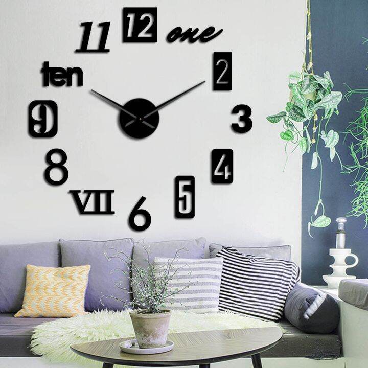 {Best-selling party decoration} Fashion Large Wall Clock 3D DIY Quartz ...