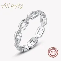 Ailmay 100% 925เงินสเตอร์ลิง Simple Cadena Hueca Stackable Charm แหวนนิ้วมือสำหรับสาวปาร์ตี้อุปกรณ์เสริมเครื่องประดับ