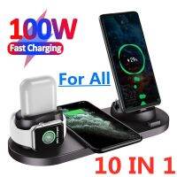 ZZOOI 100W 10 in 1 Wireless Charger for iPhone 13 12 11 Pro Max X  Fast Charging Pad Stand Dock Station for Apple Watch 7 6 Airpods