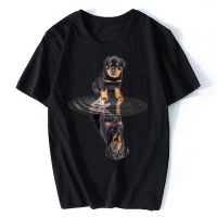 Funny Rottweiler Reflection Dog Lovers Gift Mens T-Shirt. Summer Cotton Short Sleeve O-Neck Unisex T Shirt Oversize Streetwear Pipe Fittings Accessori