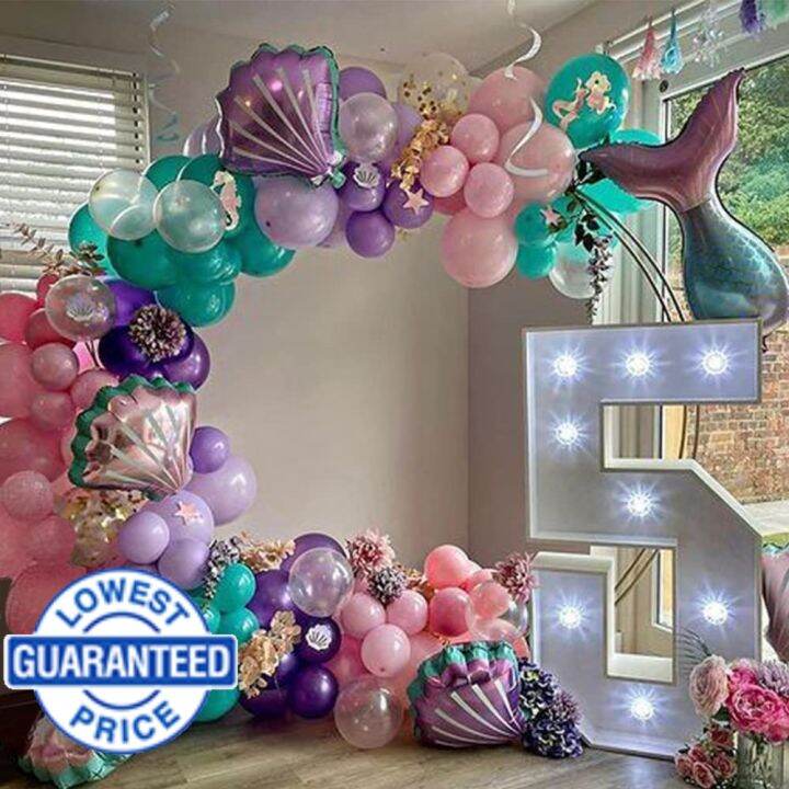 Mermaid Balloon Garland Kit, Mermaid Tail Purple Pink Shell Pink Purple ...