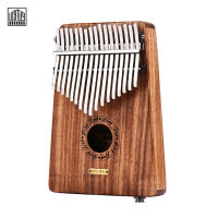 LINGTING K17YEQ 17-key C KEY Portable Thumb Piano Kalimba Mbira Sandalwood Solid Wood Built-in Pickup with Storage Bag