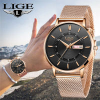 New LIGE Luxury Women Bracelet Date Week Quartz Watches For Women Rose Gold Watch Ladies Dress WristWatch Clock Relogio Feminino