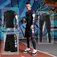 Fitness Suit Mens Clothes Basketball Running Training Long-Sleeved High-elastic Tights Breathable Gym Sports Shorts