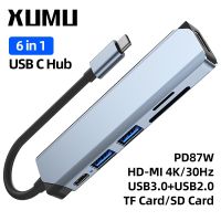 Xumu 6 in1 Docking Station Type C Hub Adapter USB 3.0 Connector For Laptop PC Converter HDMI TFSD Card USB 2.0 Splitter