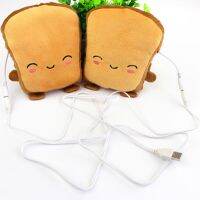 1 pair Womens Cute Toast Bread Embroidery Face Hand Warmer Winter USB Heating Gloves