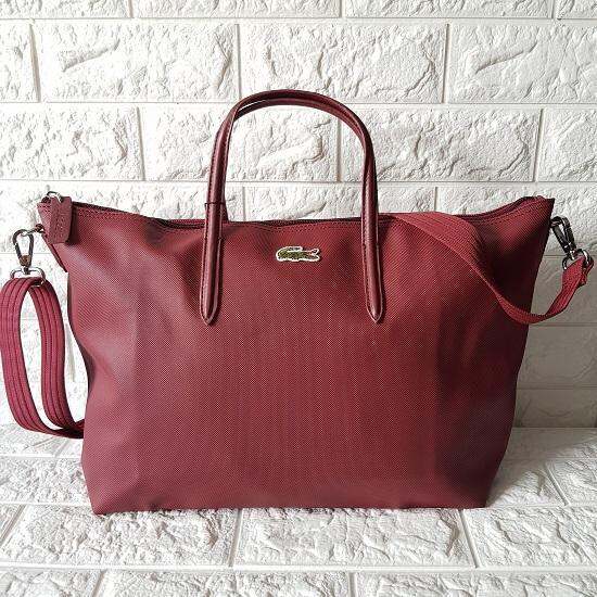 Lacoste Large Shoulder Tote Bag Maroon Lazada PH