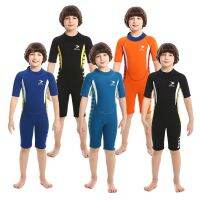 ZCCO new 2.5MM short-sleeved diving suit warm conjoined childrens swimsuit Sun-proof boys swimsuit childrens swimsuit