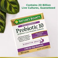 Nature’s Bounty Probiotic 10, Ultra Strength Daily Probiotic Supplement 1 Pack, 30 Capsules