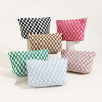 Large Checkerboard Makeup Bag Women Girls Portable Travel Essential Pouch Purse Toiletry Bag Organizer Storage Pencil Case Toiletries  Cosmetics Bags