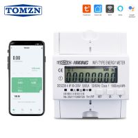 【YF】 60A 90-300V TUYA Single Phase WIFI Smart Energy Meter Kwh Monitoring Circuit breaker Timer with voltage current protection RS485