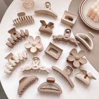 NEW Korean Fashion Coffee Beige Hair Claw Acrylic Hairpin Geometry Barrette Crab Headband Hair Clips For Women Hair Accessories