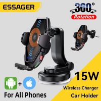 Essager ที่ชาร์จไร้สายสำหรับใช้ในรถ15W ที่ชาร์จเร็วที่วางโทรศัพท์หมุนได้360,ที่ใส่โทรศัพท์มือถือสำหรับ iPhone Samsung Xiaomi ชาร์จเร็วที่รัก Lu