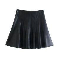 KPYTOMOA Women  Fashion Faux Leather Mini Skirt Vintage High Waist Side Zipper Female Skirts Mujer