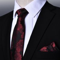 High-end ZARAˉ Tie Pocket Square Two-piece Set Mens Formal Wear Wedding Tie Groom Suit Light Luxury Accessories Red Tie