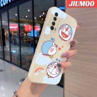 JIUMOO เคสสำหรับ Huawei Y7A P สมาร์ท2021การ์ตูนแฮปปี้โดราเอม่อนหัวสี่เหลี่ยมแบบดั้งเดิมเคสขอบซิลิโคนเหลวแบบนิ่มดั้งเดิมเคสป้องกันกล้องคลุมทั้งหมดเลนส์เคสฝาหลังกรอบเคสนิ่ม