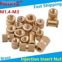 №✱  Brass Injection Insert Nut Double Oblique Knurled Copper Nut Knurled Threaded Insert for Plastic Embedded Parts M1.4-M3 100Pcs