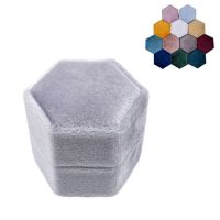 REDD Velvet Single Ring Box Hexagon Valentines Day Ring Box with Detachable Lid