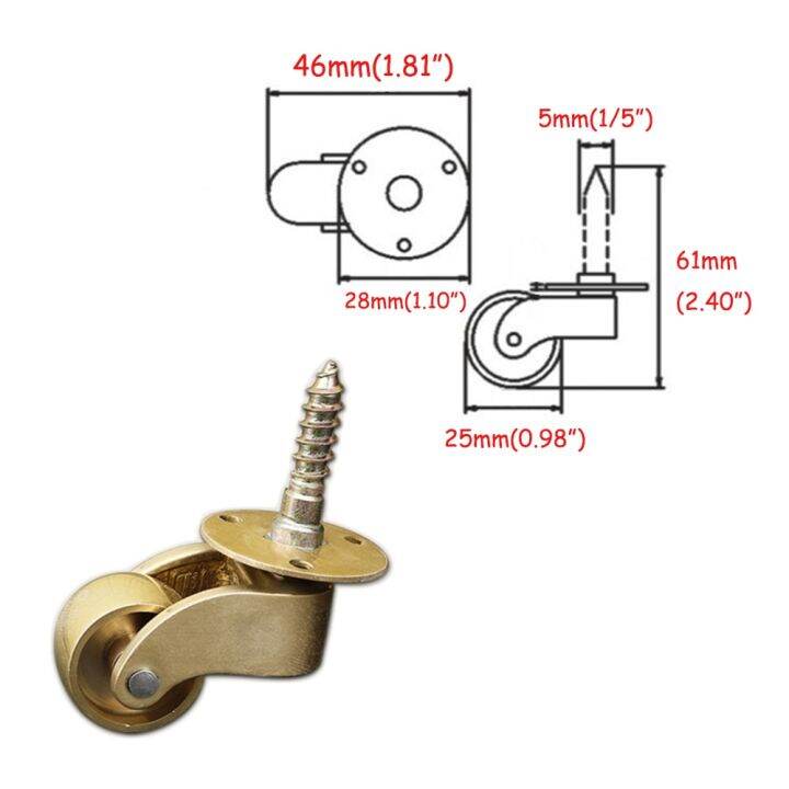 1-2-4-8pcs-heavy-duty-brass-universal-wheel-metal-casters-silent-threaded-stem-furniture-caster-home-hardware-1-81-x-2-40-wxh-furniture-protectors