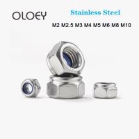 M2 M2.5 M3 M4 M5 M6 M8 M10 Hex Nylon Ring Lock Nuts Outer Hexagon Fine Teeth Self-Locking Stainless Steel Nut Screw 10/20/30PCS Nails Screws Fasteners