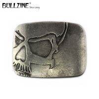 {EDDLYT} BULLZINE โลหะผสมสังกะสีหนักนูนกะโหลกกางเกงยีนส์ของขวัญเข็มขัดหัวเข็มขัดเงินโบราณเสร็จสิ้น FP 03698ที่มีความกว้าง4เซนติเมตรห่วงลดลงการจัดส่งสินค้า