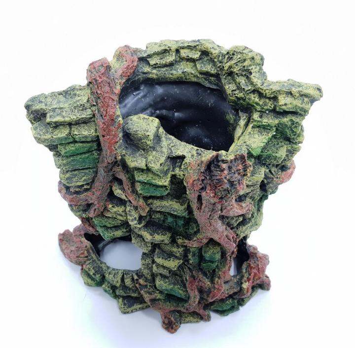 b013-เรซิ่น-กำแพงหน้าคน-สีเขียว-ใช้ตกแต่งตู้ปลา-resin-green-face-wall-decoration